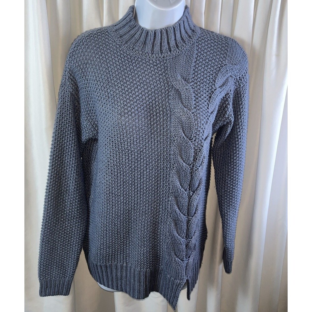 Simply Vera Wang Women’s Lumpy Blue Cable Knit Pullover Sweater Size S Chunky